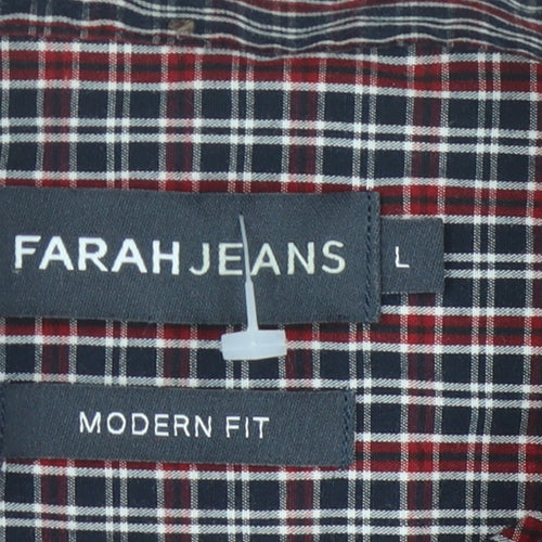 Farah Jeans Men's Plaid Long Sleeve Shirt - Large