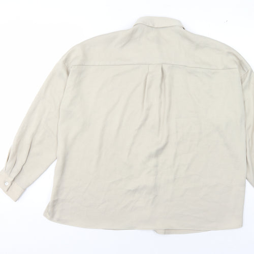 Zara Women's Beige Button-Up Shirt, Size S, Collared, Casual