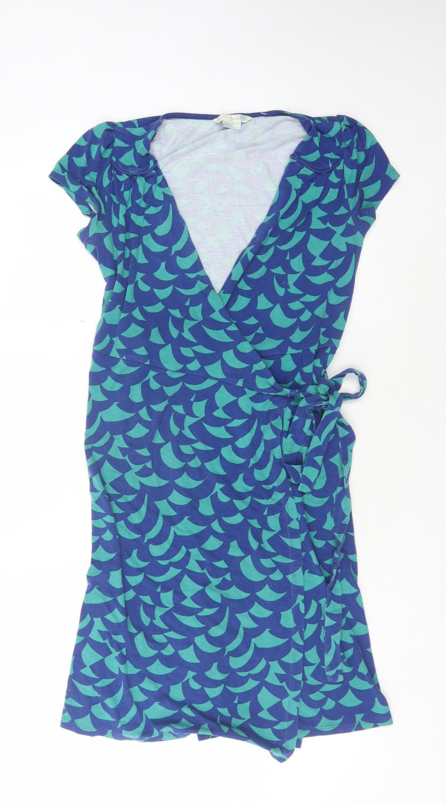 Boden Women’s Blue Geometric Wrap Dress Size 8