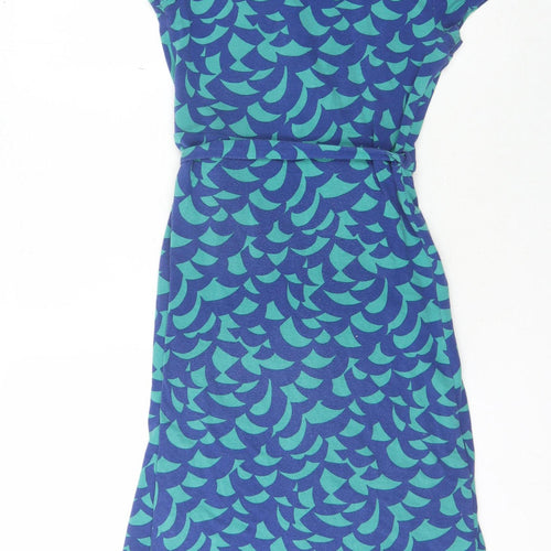 Boden Women’s Blue Geometric Wrap Dress Size 8