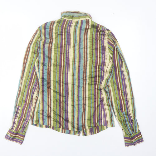 Adec Women's Multicoloured Striped Button-Up Shirt M