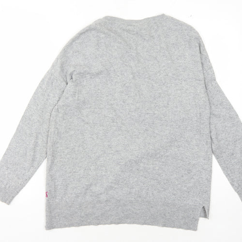 Joules Women's Grey Pullover Jumper UK 6 Animal Embroidery