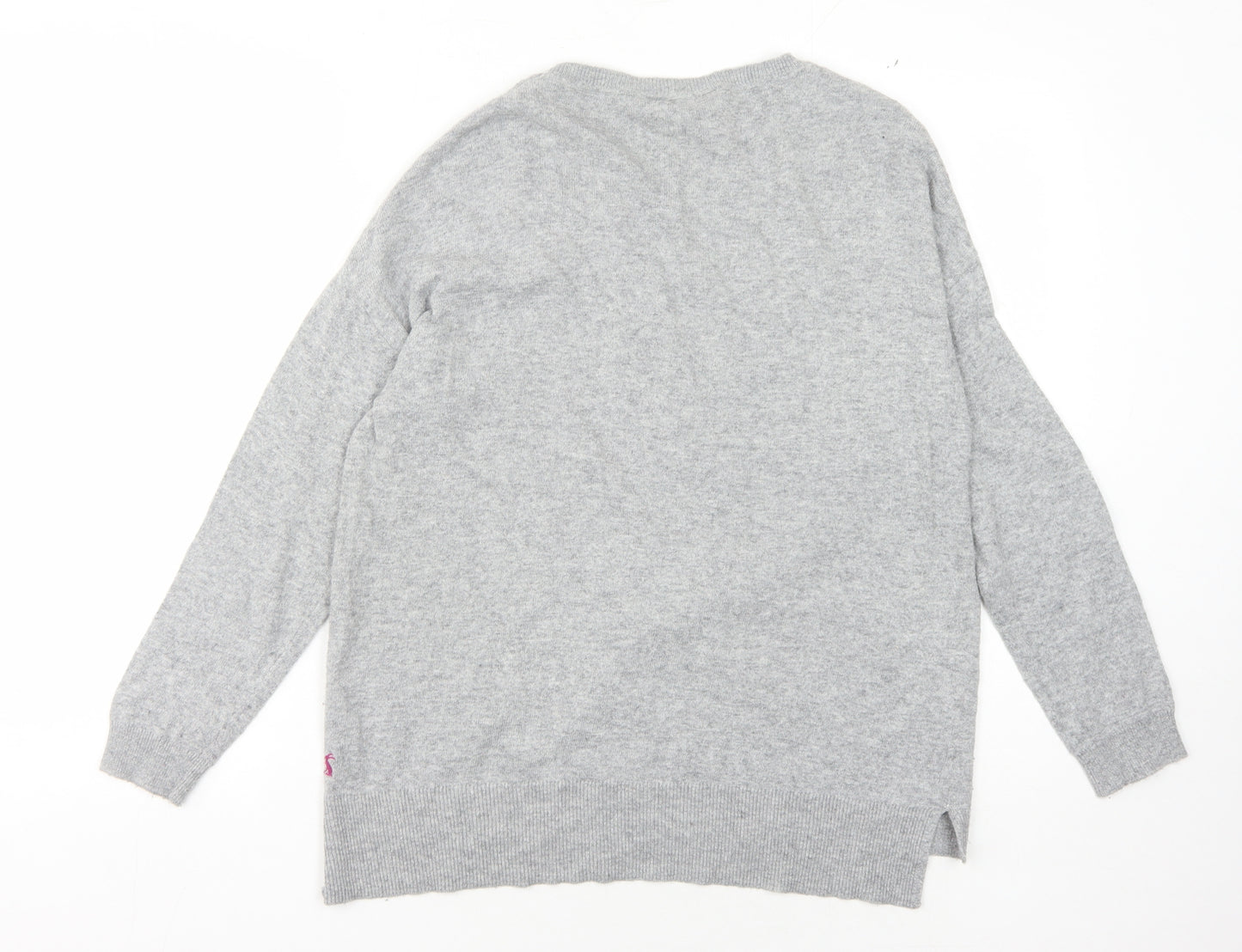 Joules Women's Grey Pullover Jumper UK 6 Animal Embroidery