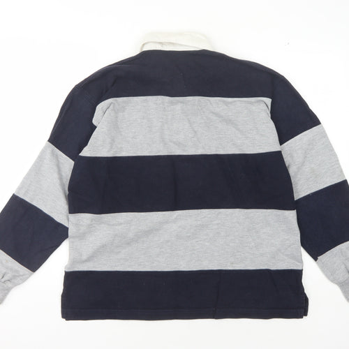 Disneyland Paris Men's Grey Striped Polo S/M