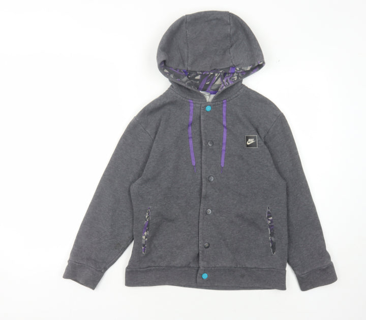 Nike Girls Grey M Hoodie with Logo Accents