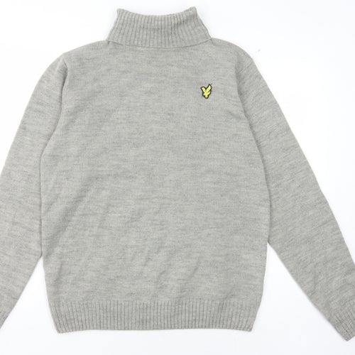 Lyle & Scott Men's Grey High Neck Jumper - Size L