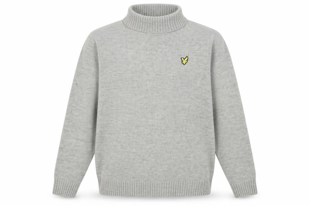 Front view of Lyle & Scott Men's Grey High Neck Jumper -, size L