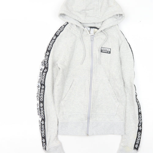 Adidas Women's Grey Full Zip Hoodie - Size 8