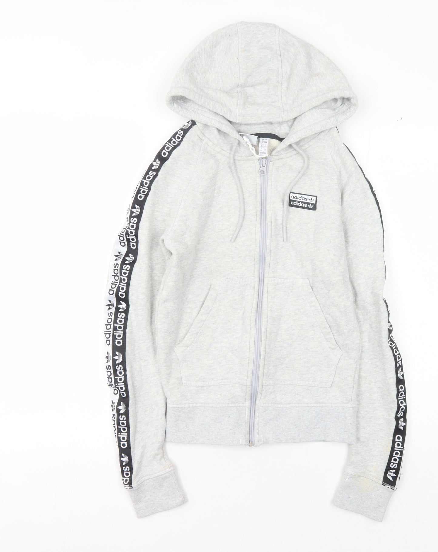 Adidas Women's Grey Full Zip Hoodie - Size 8