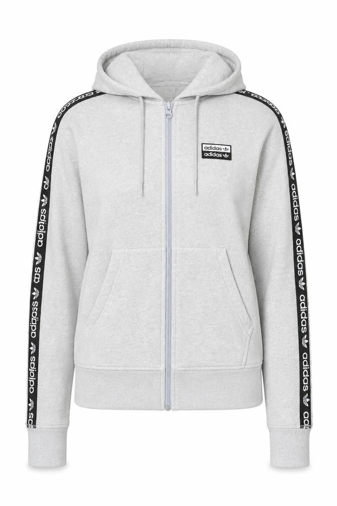 Front view of Adidas Women's Grey Full Zip Hoodie -, size 8