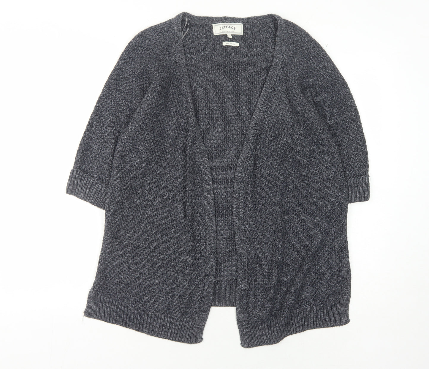 Fat Face Women's Blue Open Front Cardigan, Size S, Chunky Knit