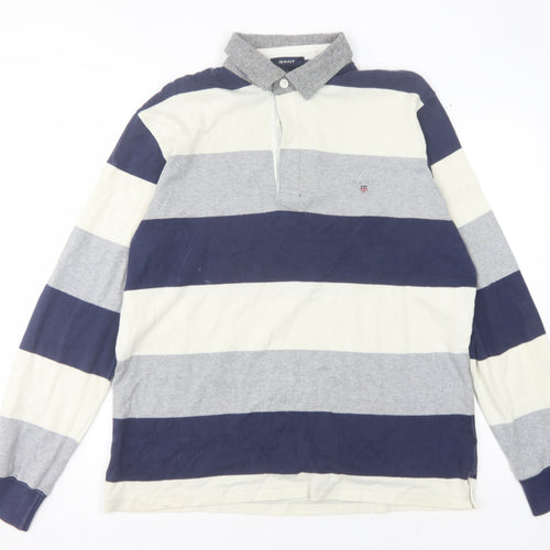 GANT Men's Multicoloured Striped Polo Shirt, Size L