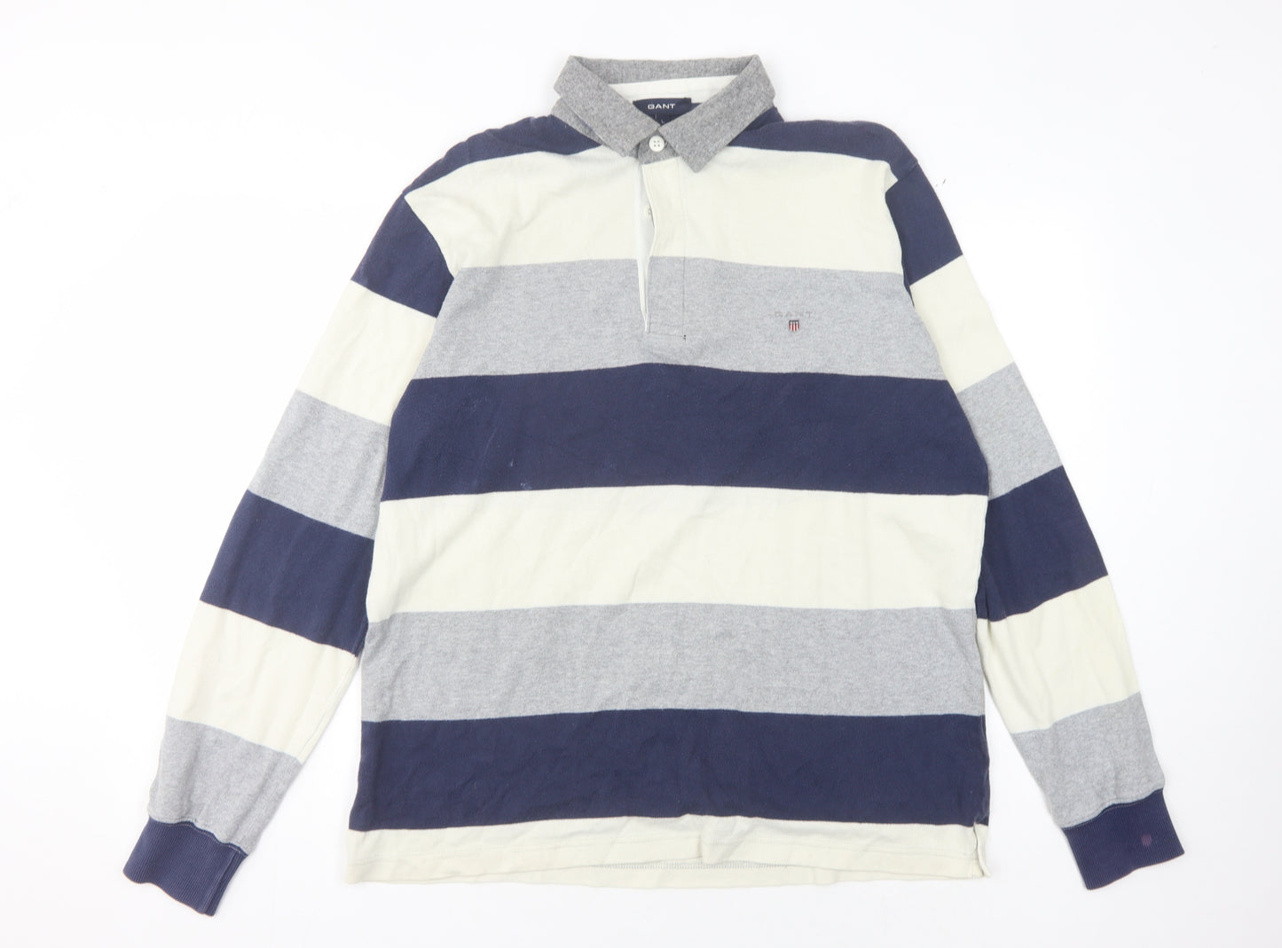 GANT Men's Multicoloured Striped Polo Shirt, Size L