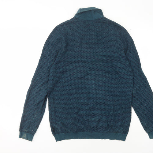 Ted Baker Men’s Blue Wool Cotton Pullover, L, V-Neck