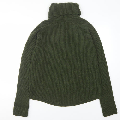 Arket Women's Green Roll Neck Wool Blend Jumper Size 10