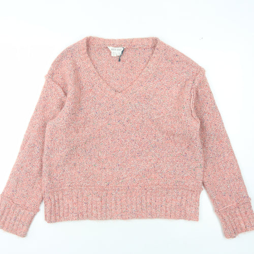 White Stuff Women's Pink V-Neck Pullover Jumper, Size 10