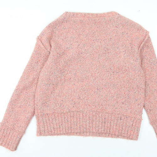 White Stuff Women's Pink V-Neck Pullover Jumper, Size 10