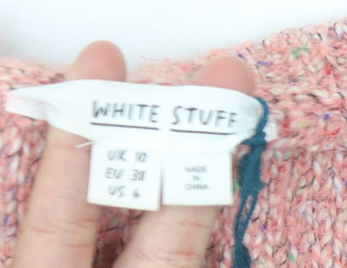 White Stuff Women's Pink V-Neck Pullover Jumper, Size 10