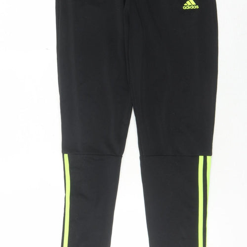 Adidas Boys Black Jogger Trousers with Side Stripe, Size 14