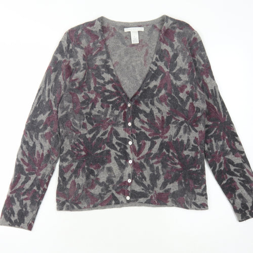Sarah Spencer Women's Grey Floral Cardigan, Size L