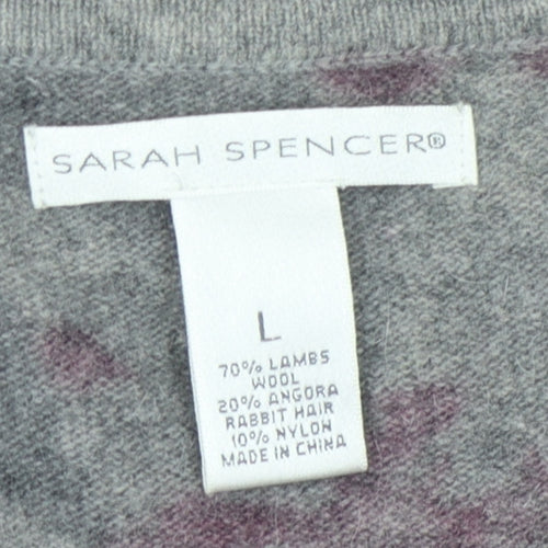 Sarah Spencer Women's Grey Floral Cardigan, Size L