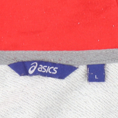 ASICS Men's Grey Full Zip Hoodie L, Logo, Pockets