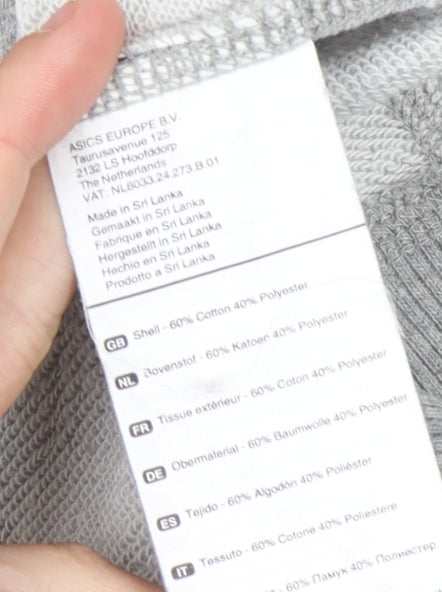 ASICS Men's Grey Full Zip Hoodie L, Logo, Pockets