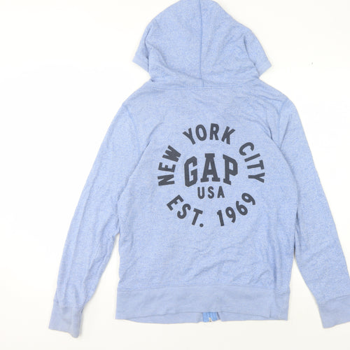 Gap Unisex Medium Blue Full Zip Hoodie with Logo