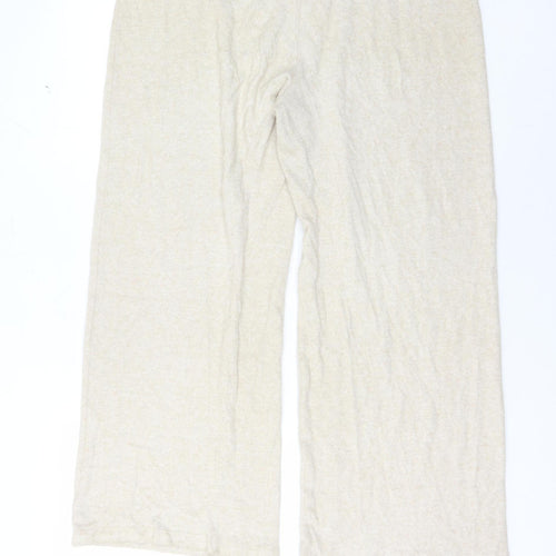 Lipsy Women's Beige Wide-Leg Trousers Size 14
