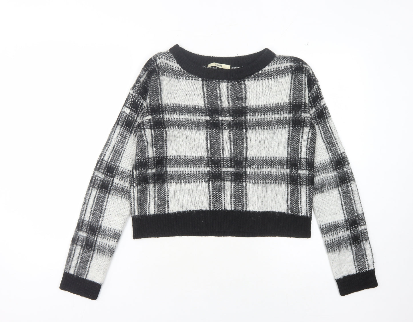 Oasis Women's Black Check Knit Jumper Size 14