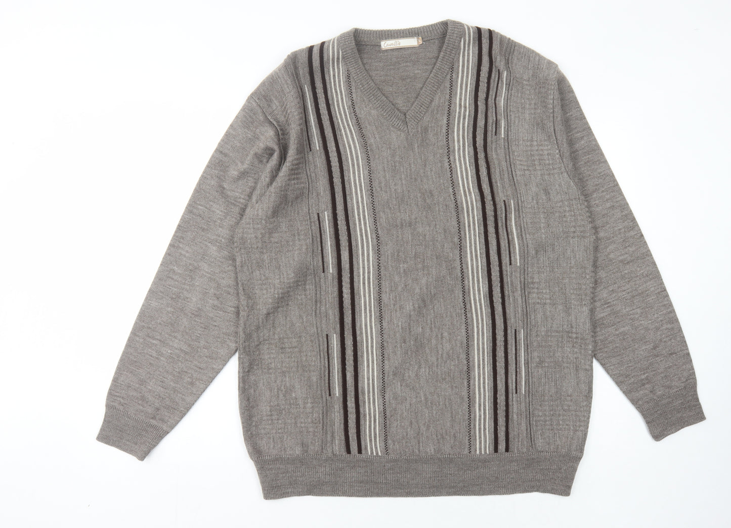 Cavallo Men's Grey V-Neck Pullover Jumper Large