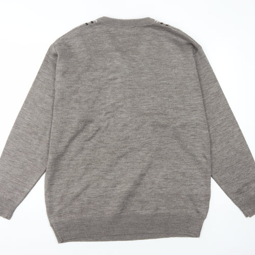 Cavallo Men's Grey V-Neck Pullover Jumper Large