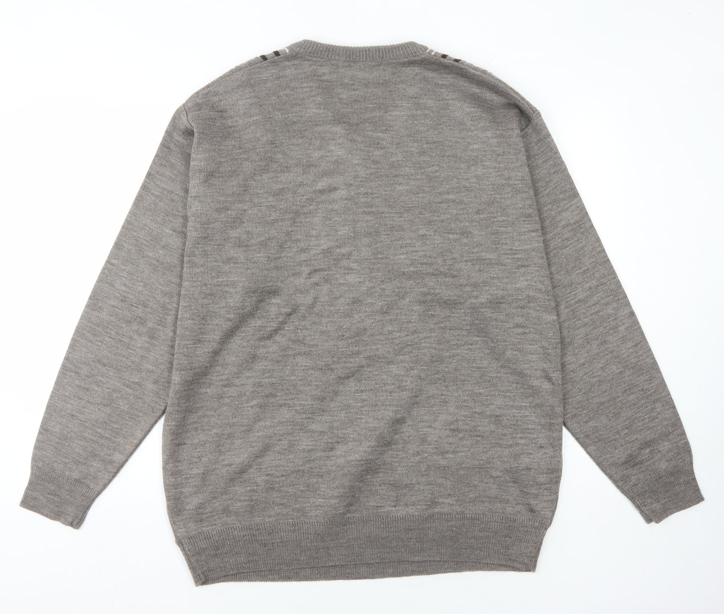 Cavallo Men's Grey V-Neck Pullover Jumper Large