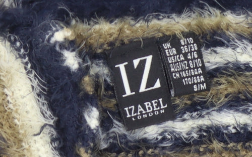 Izabel London Women's Blue Cape, S/M, Fringed Knit, Casual