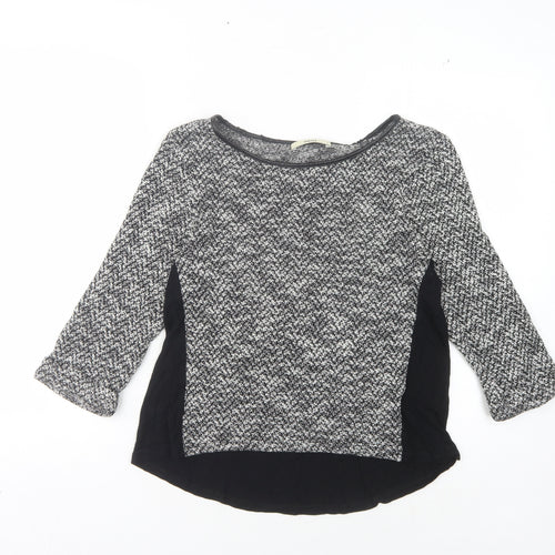 Oasis Women's Black Pullover Jumper - Size 10, Herringbone Pattern