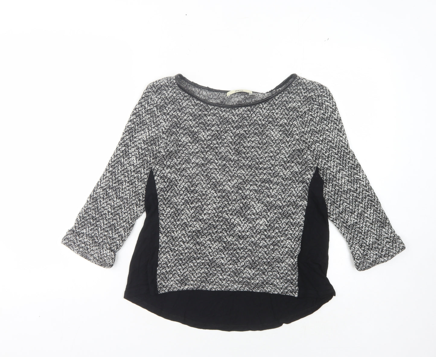 Oasis Women's Black Pullover Jumper - Size 10, Herringbone Pattern