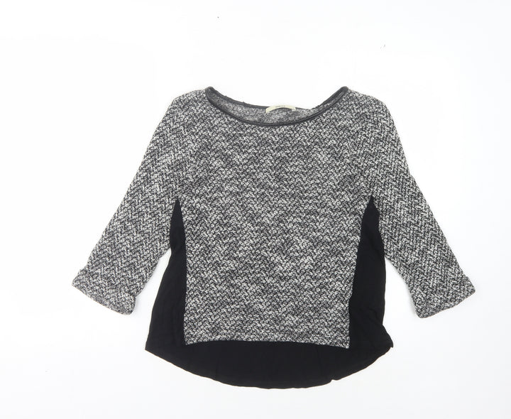 Oasis Women's Black Pullover Jumper - Size 10, Herringbone Pattern