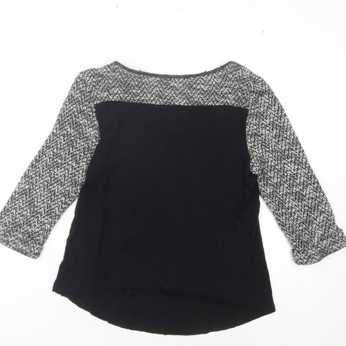 Oasis Women's Black Pullover Jumper - Size 10, Herringbone Pattern