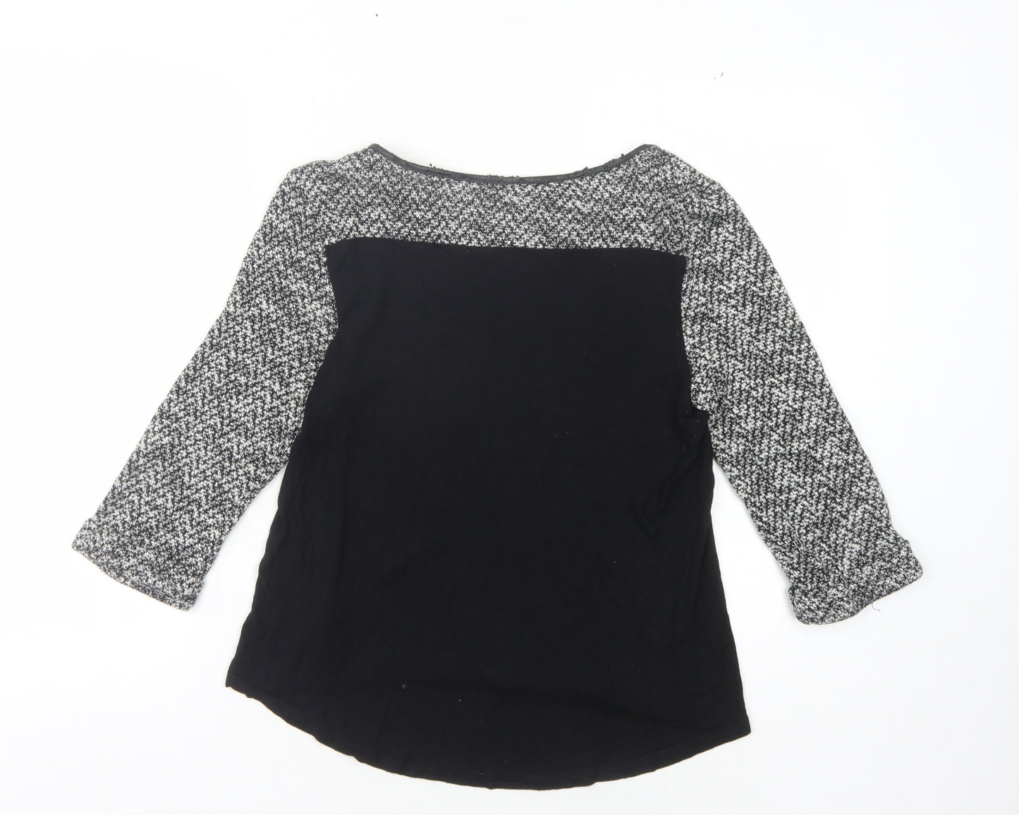 Oasis Women's Black Pullover Jumper - Size 10, Herringbone Pattern