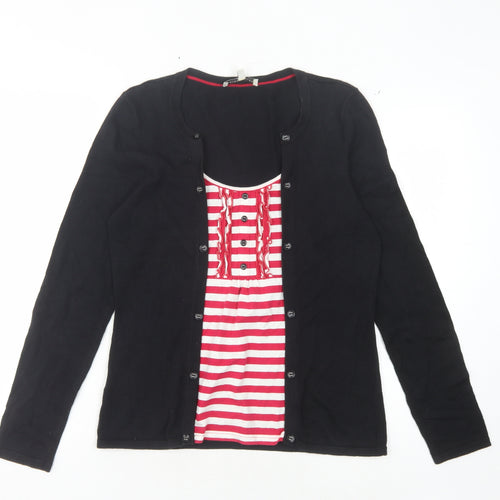 Laura Ashley Women's Black Striped Cardigan Size 14