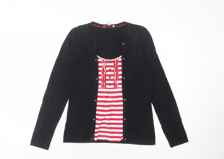 Laura Ashley Women's Black Striped Cardigan Size 14