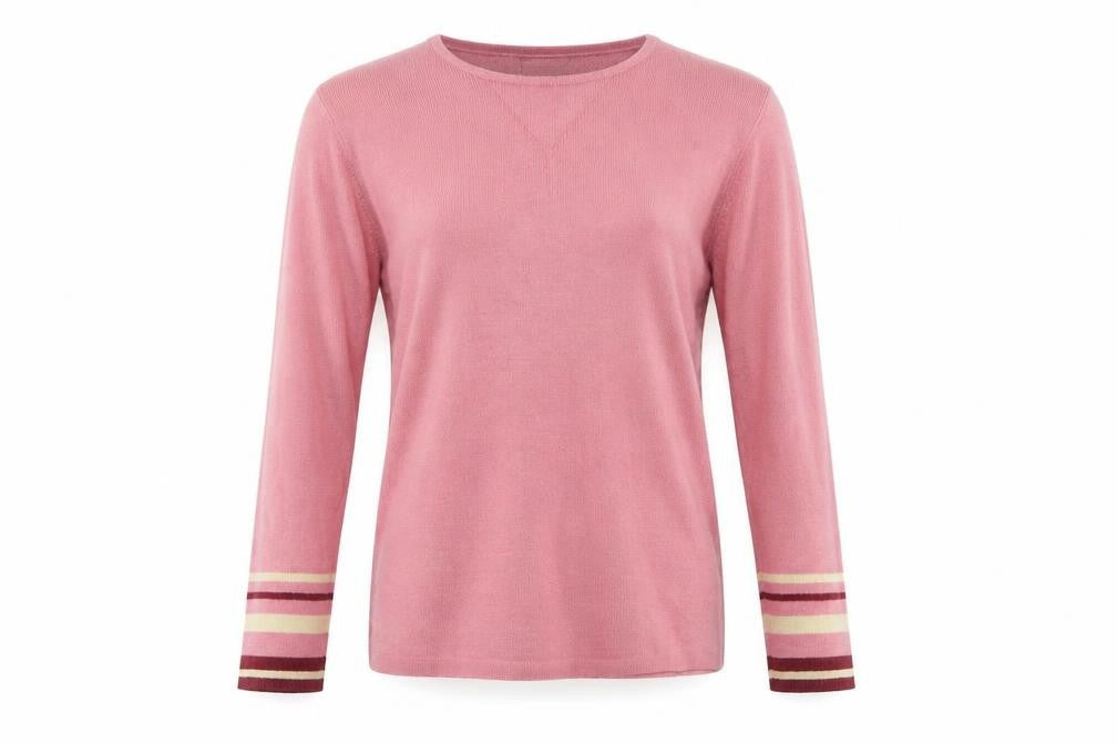 Front view of Berketex Women's Pink Striped Jumper, size 14
