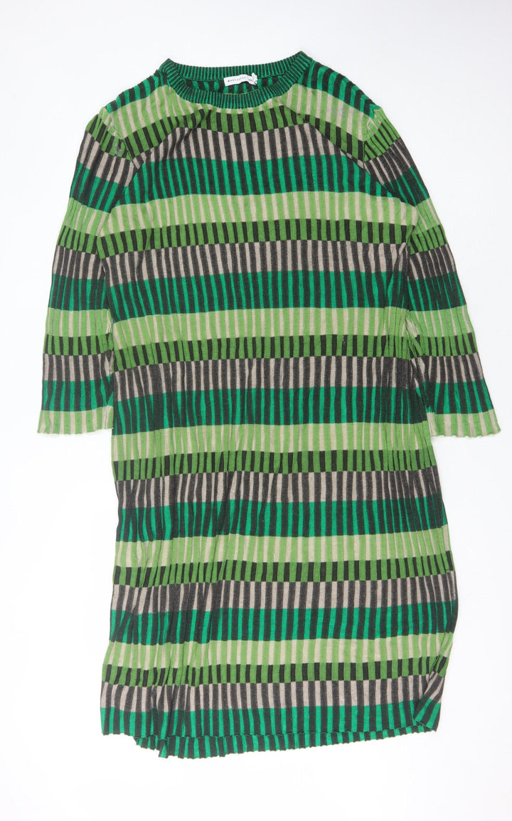 Warehouse Women's Green Striped Dress 2XL