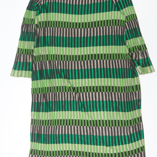 Warehouse Women's Green Striped Dress 2XL