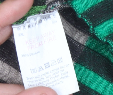 Warehouse Women's Green Striped Dress 2XL