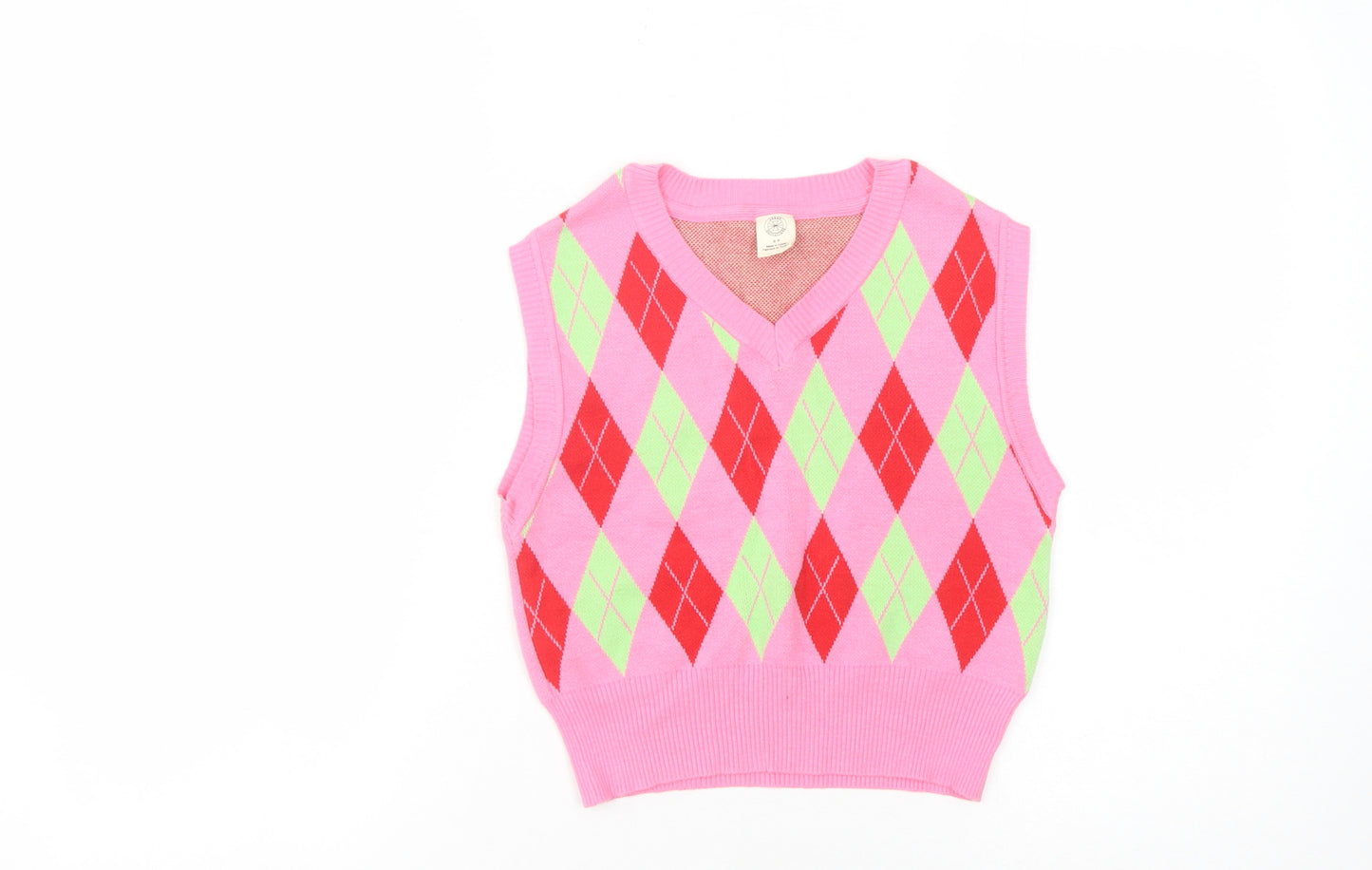 Urban Outfitters Women's Pink Sleeveless Argyle Vest S