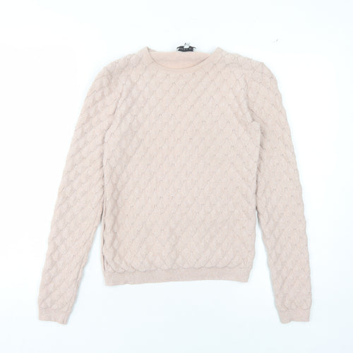 Warehouse Beige Crew Neck Women's Pullover Jumper, Size 6