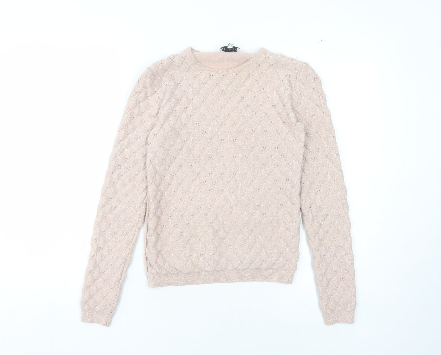 Warehouse Beige Crew Neck Women's Pullover Jumper, Size 6