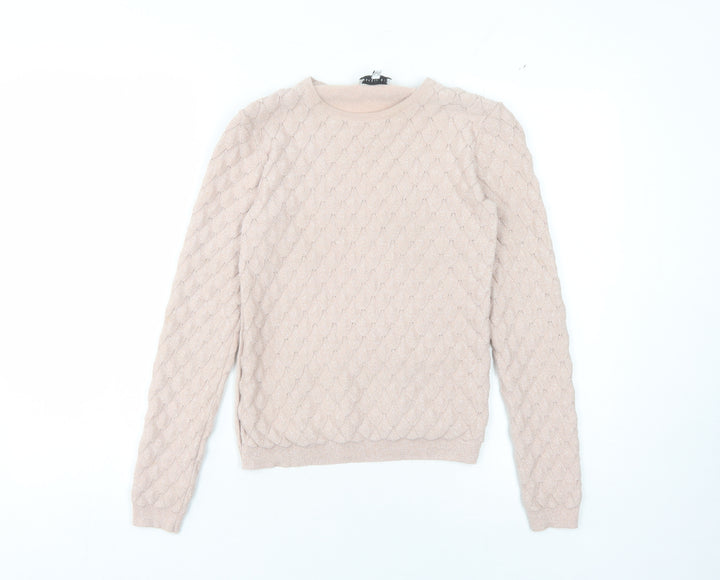 Warehouse Beige Crew Neck Women's Pullover Jumper, Size 6