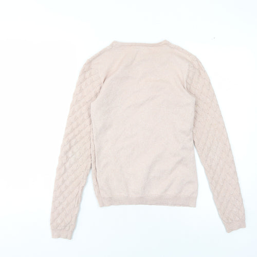 Warehouse Beige Crew Neck Women's Pullover Jumper, Size 6